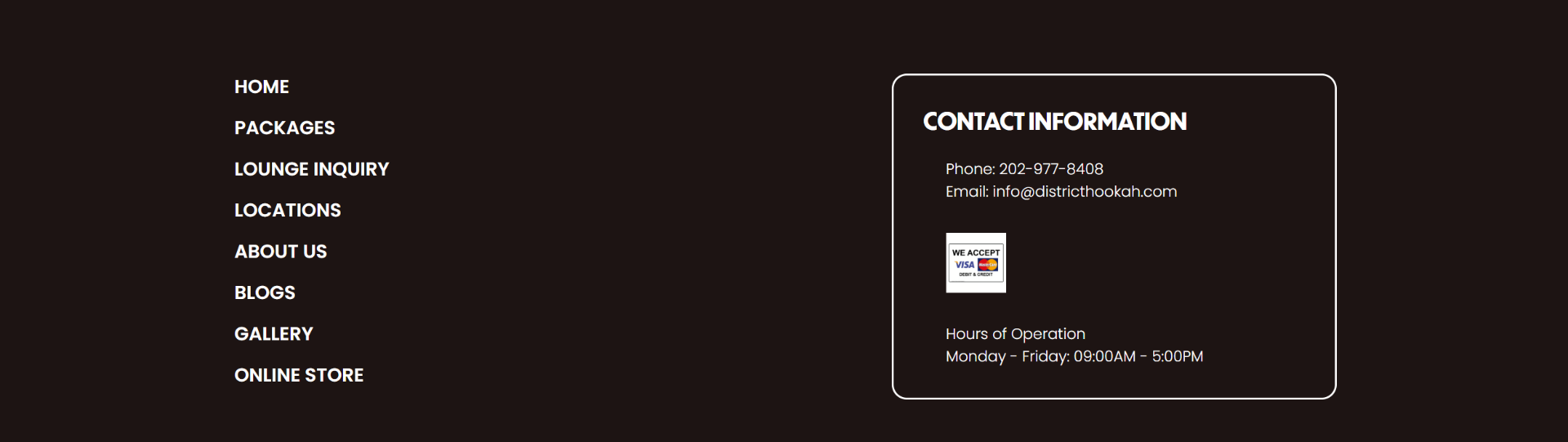 District Hookah website