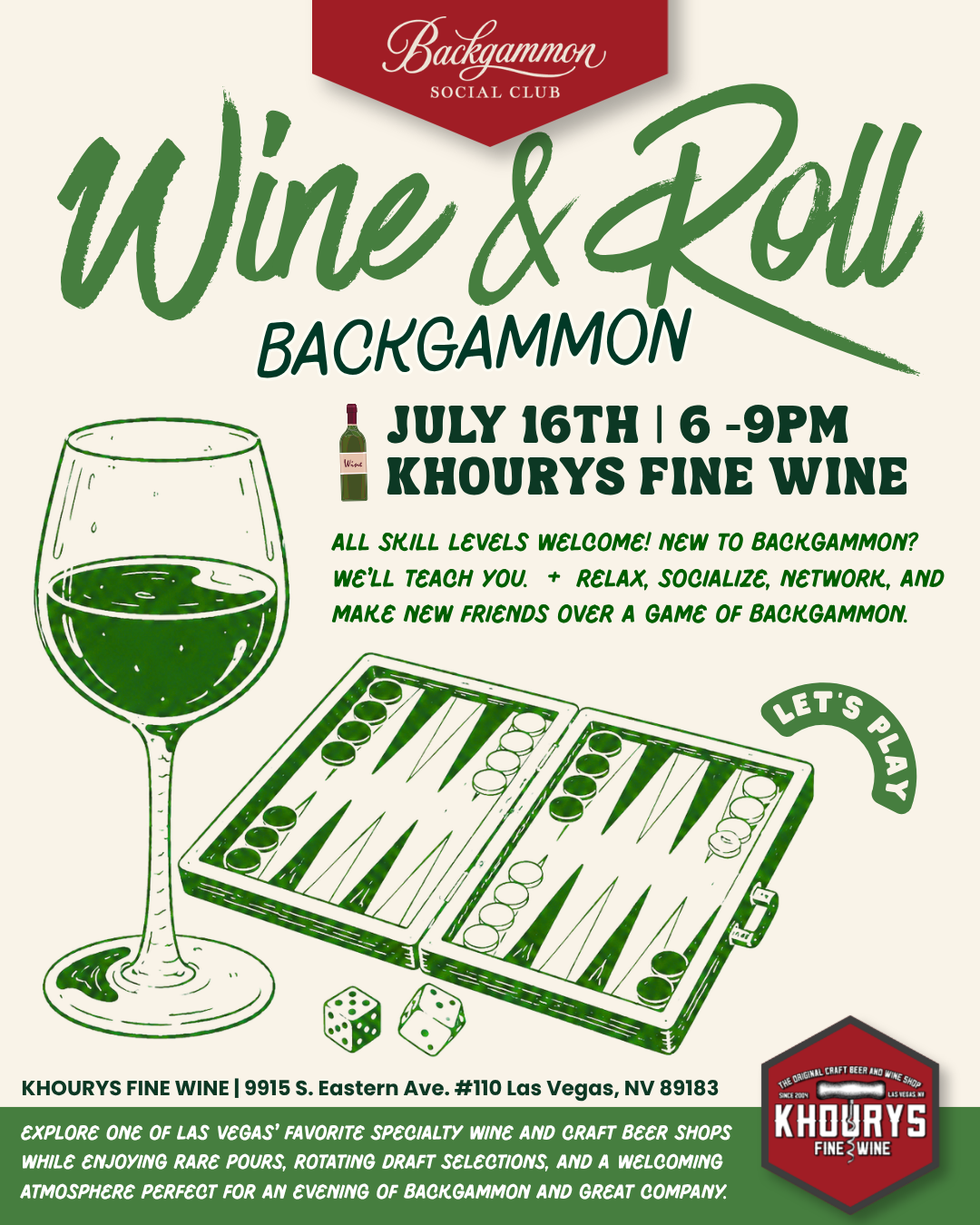 Wine & Roll at Khourys Fine Wine flyer
