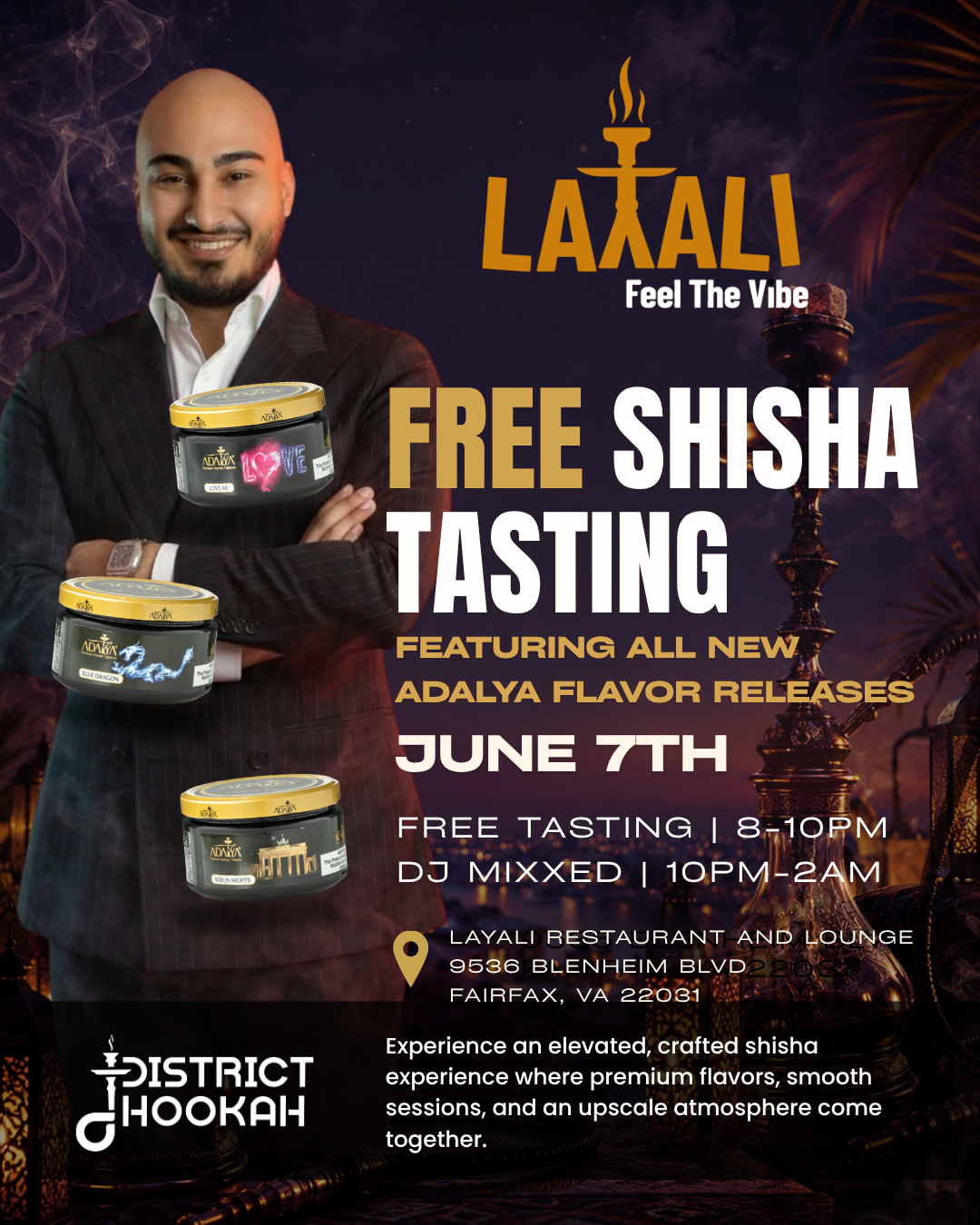 District Hookah event flyer 1