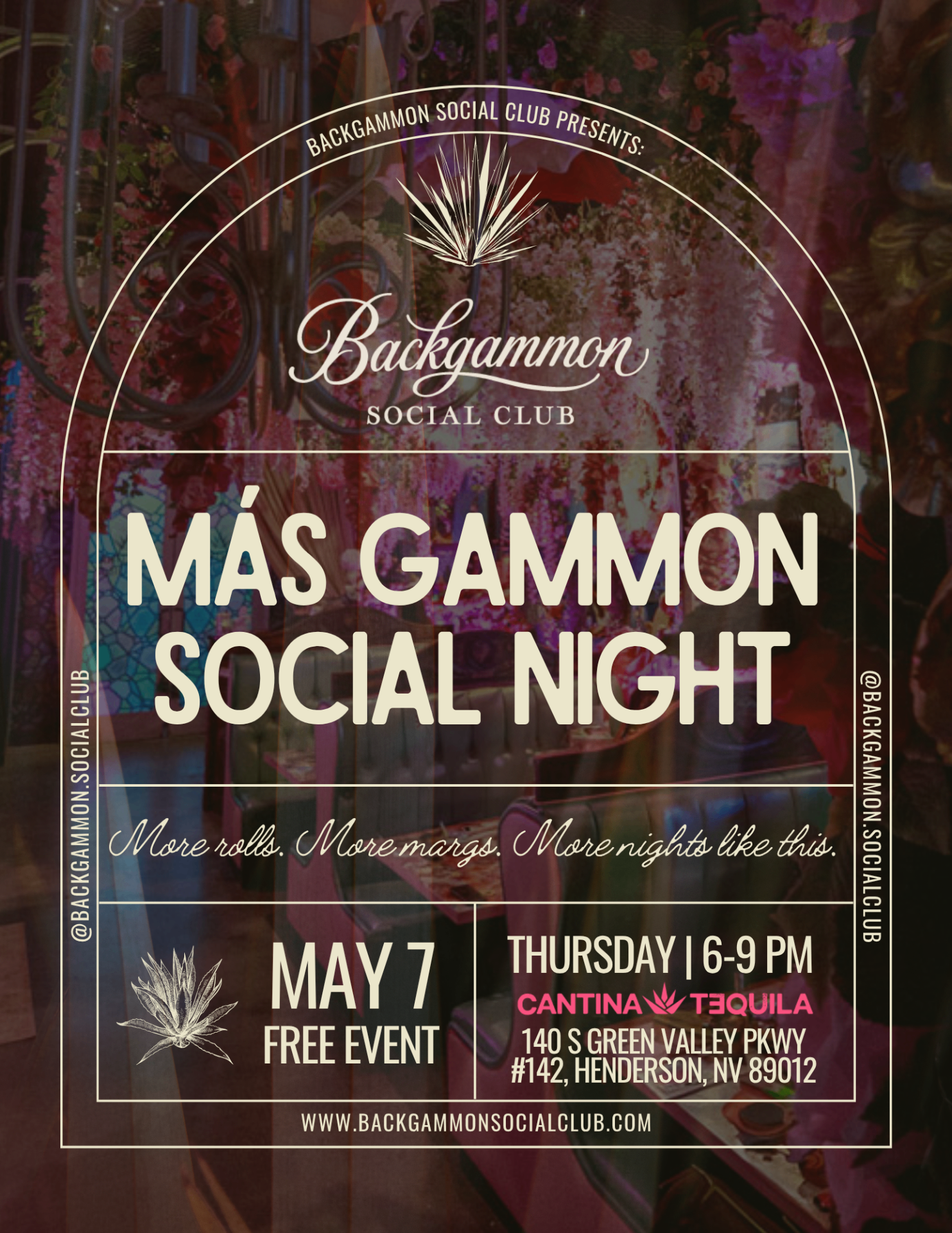 Más Gammon Social Night at Cantina Tequila flyer